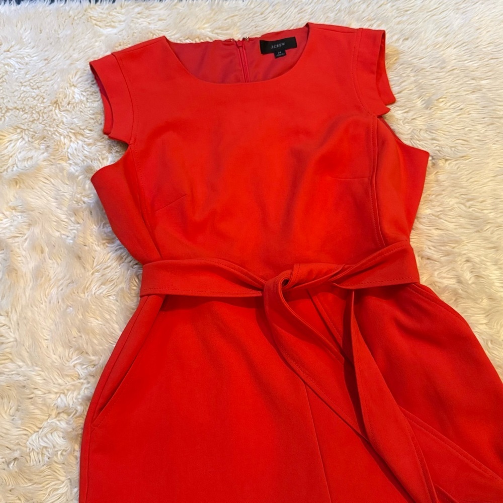 J.CREW Resume Jumpsuit in Red Stretch Crepe - Size 14 - Picture 4 of 7